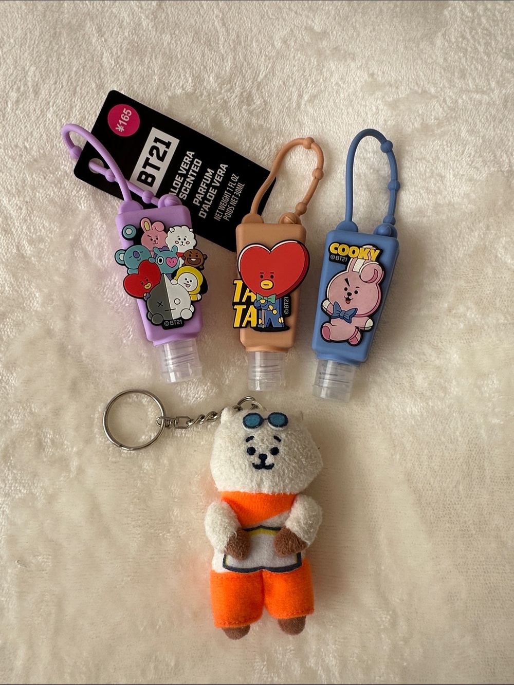 BTS BT21 Daiso Hand Sanitizer Trio with RJ Keychain